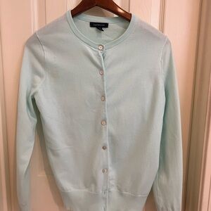 Lands' End Women's Light Aqua Blue Button Front Spring Cardigan